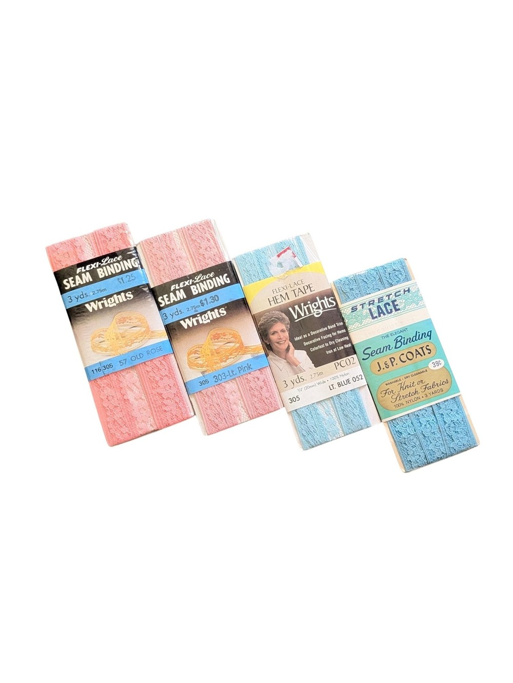 Vintage Hem Tape and Seam Binding Bundle - Pink and Blue Mix